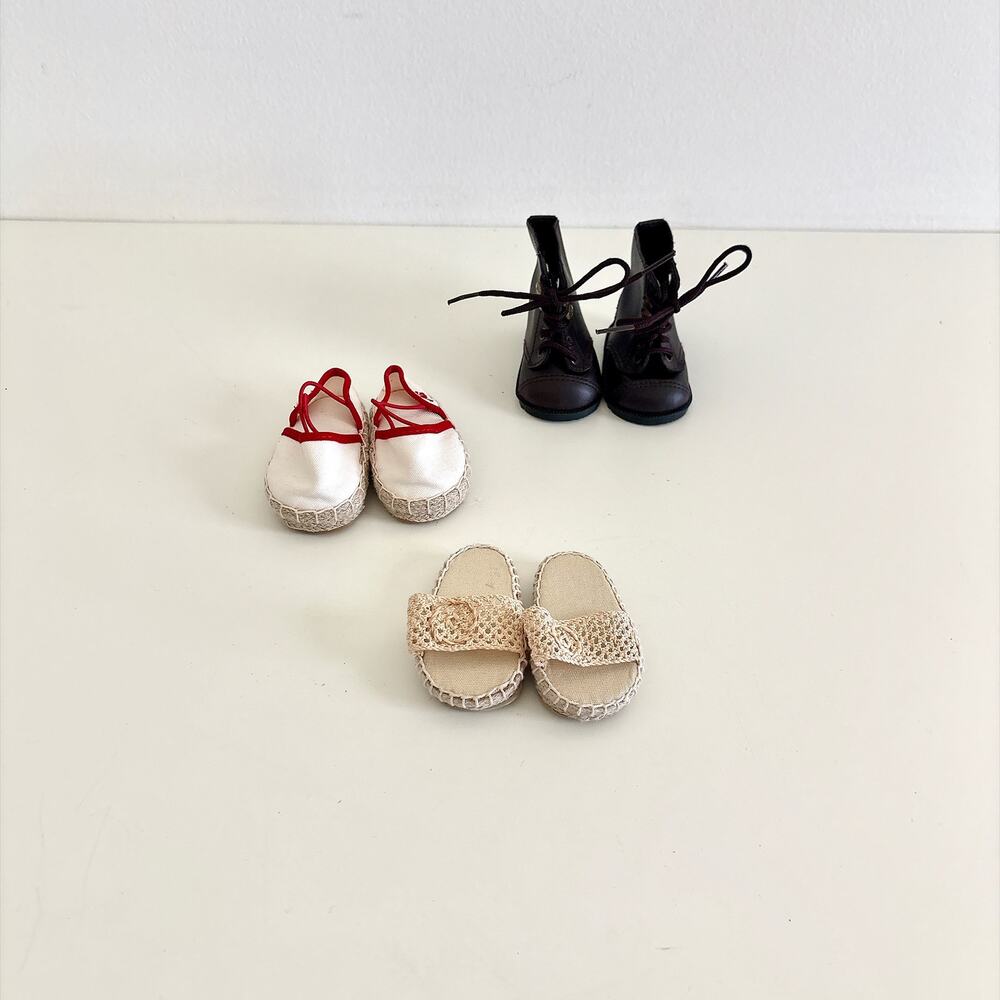 Lot of 3 American Girl Doll Shoes- Lace up Boots, Canvas Sandals, Crochet Slides